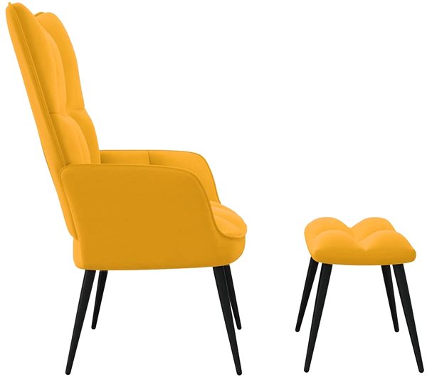 Kreslo Relaxačné kreslo so stoličkou horčicovo žlté zamat, 328091 ...