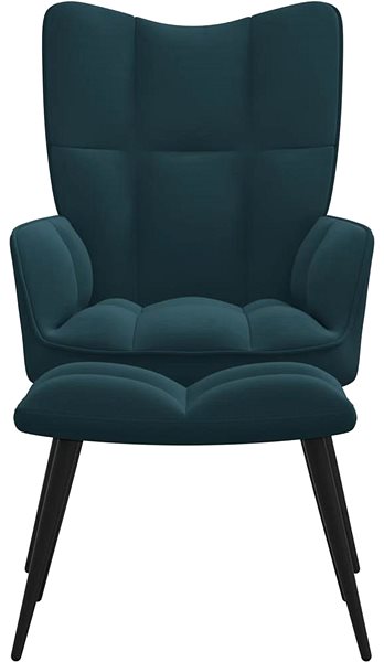 Kreslo Relaxačné kreslo so stoličkou modré zamat, 328094 ...