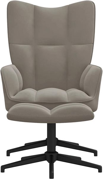Kreslo Relaxačné kreslo so stoličkou svetlo sivé zamat, 328106 ...