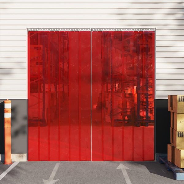 Záves SHUMEE Záves do dverí 200 mm × 1,6 mm 10 m PVC, červený ...