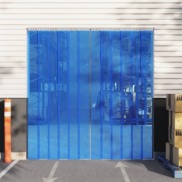Záves SHUMEE Záves do dverí 300 mm × 2,6 mm 10 m PVC, modrý ...