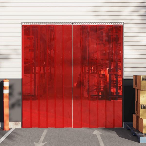 Záves SHUMEE Záves do dverí 300 mm × 2,6 mm 25 m PVC, červený ...