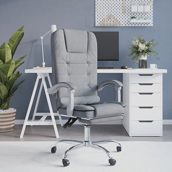 Office Armchair Shumee Massage reclining chair light grey ...