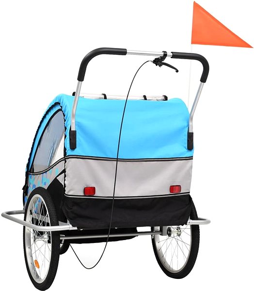 Detský vozík za bicykel SHUMEE Vozík za bicykel a kočík 2 v 1 modrý/sivý ...