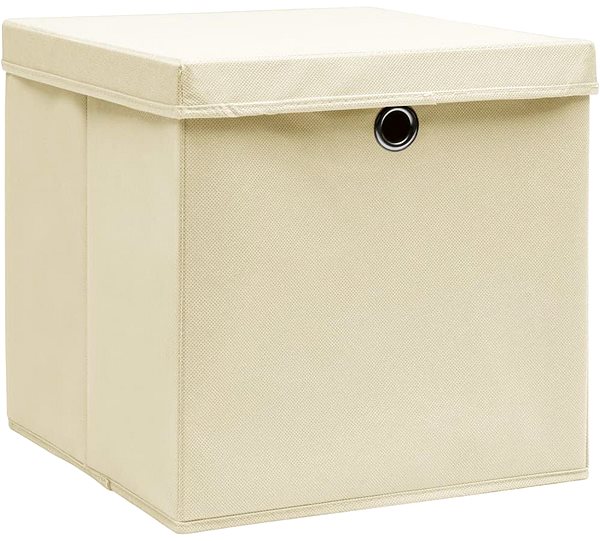 Úložný box Shumee Úložné boxy s vekami 10 ks 28 × 28 × 28 cm krémové ...