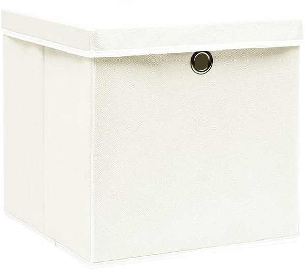 Úložný box Shumee Úložné boxy s vekami 4 ks 32 × 32 × 32 cm textil, biele ...