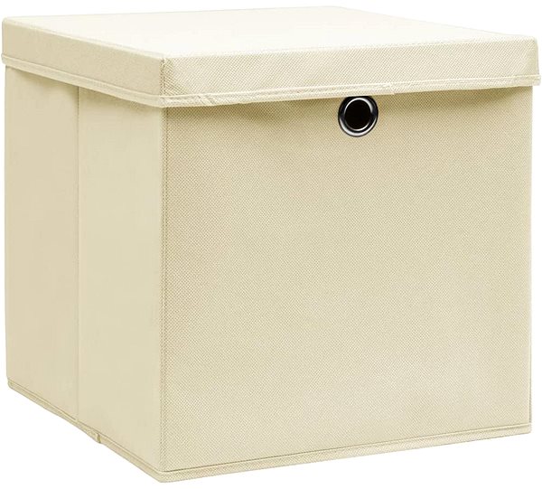 Úložný box Shumee Úložné boxy s vekami 10 ks 32 × 32 × 32 cm textil, krémové ...