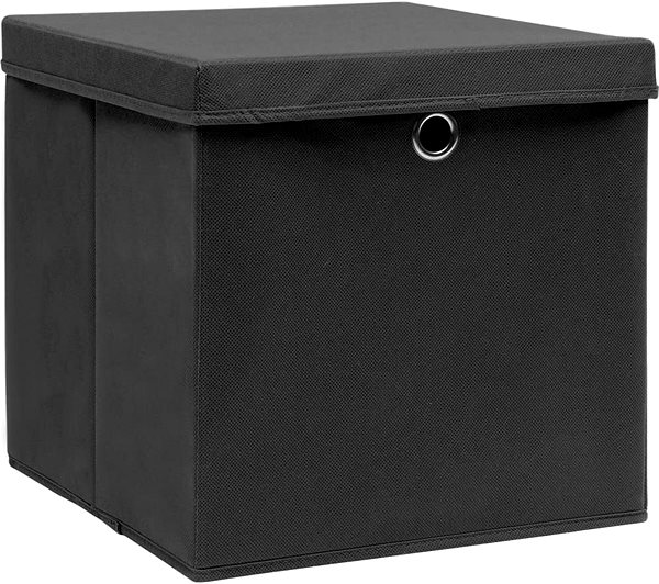 Úložný box Shumee Úložné boxy s vekami 10 ks 28 × 28 × 28 cm čierne ...