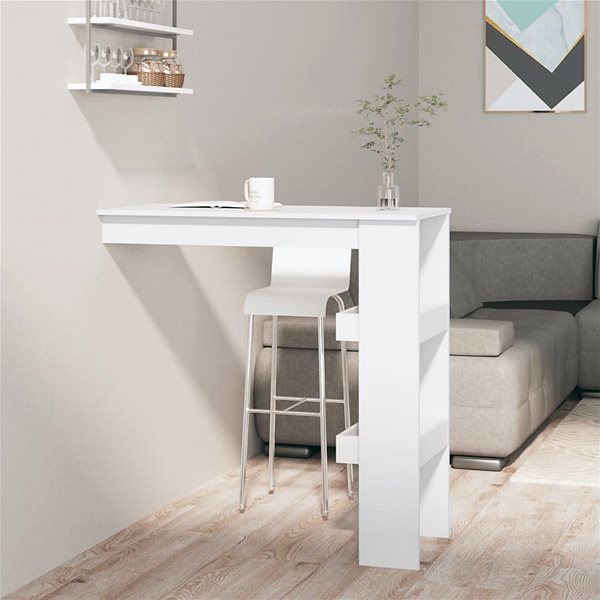 Barový stôl Shumee Nástenný barový stolík biely 102 × 45 × 103,5 cm kompozitné drevo ...