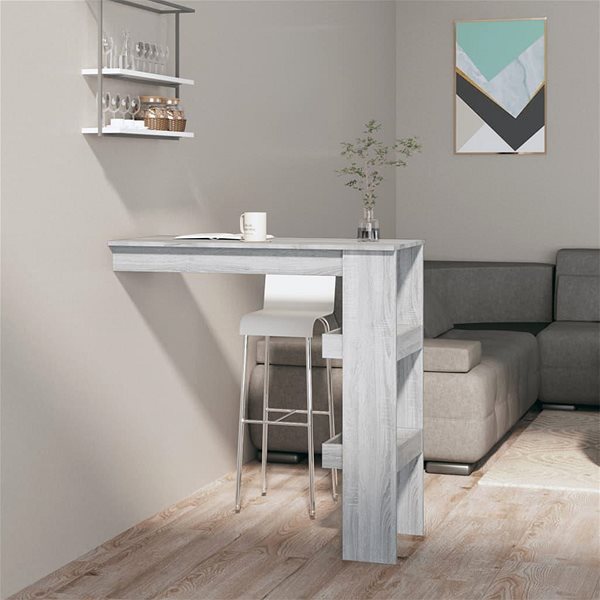 Barový stôl Shumee Nástenný barový stolík sivý sonoma 102 × 45 × 103,5 cm ...