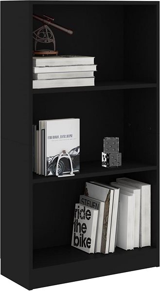 Knižnica Shumee 3-poschodová knižnica čierna 60 × 24 × 109 cm kompozitné drevo ...