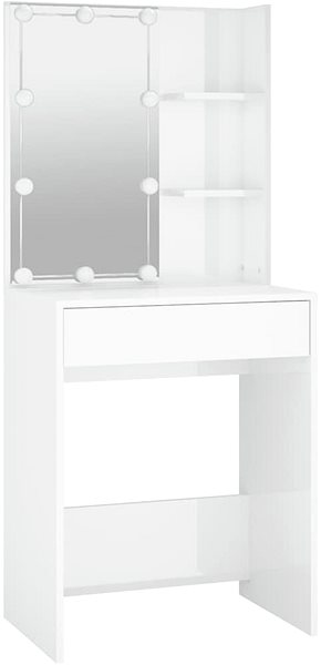 Toaletný stolík Shumee Toaletný stolík s LED lesklý biely 60 × 40 × 140 cm ...