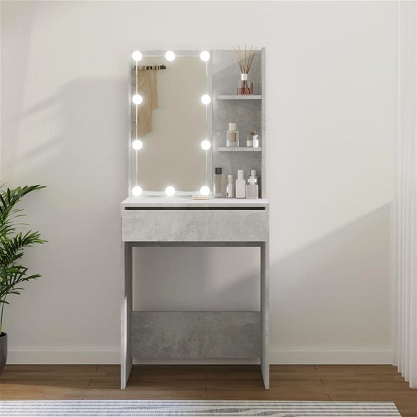 Toaletný stolík Shumee Toaletný stolík s LED betónovo sivý 60 × 40 × 140 cm ...