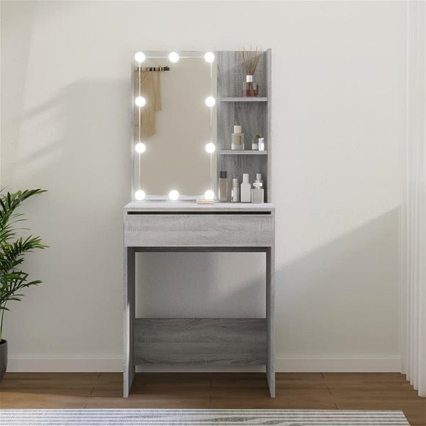 Toaletný stolík Shumee Toaletný stolík s LED sivý sonoma 60 × 40 × 140 cm ...