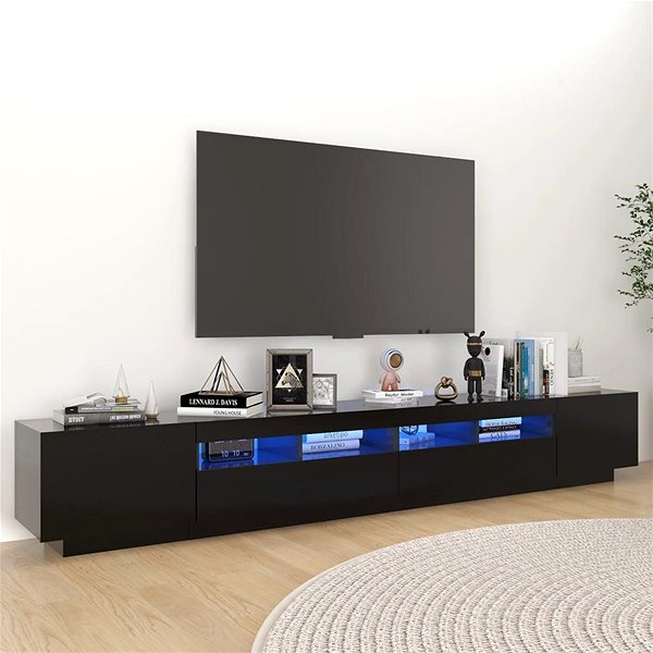TV stolík Shumee TV skrinka s LED osvetlením čierna 260 × 35 × 40 cm ...