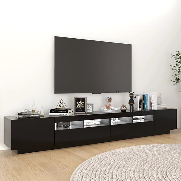 TV stolík Shumee TV skrinka s LED osvetlením čierna 260 × 35 × 40 cm ...