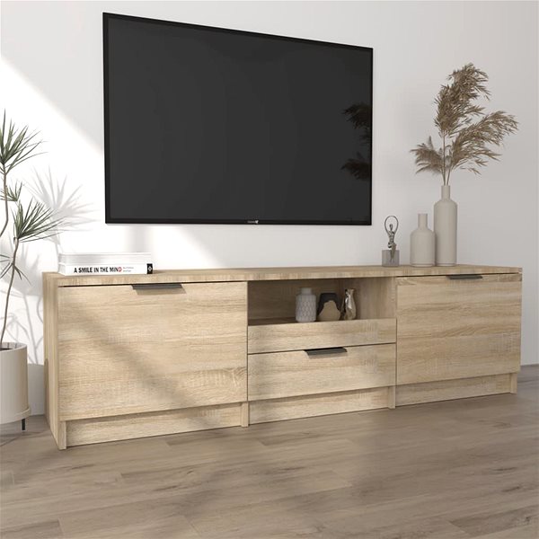 TV stolík Shumee TV skrinka dub sonoma 140 × 35 × 40 cm kompozitné drevo ...