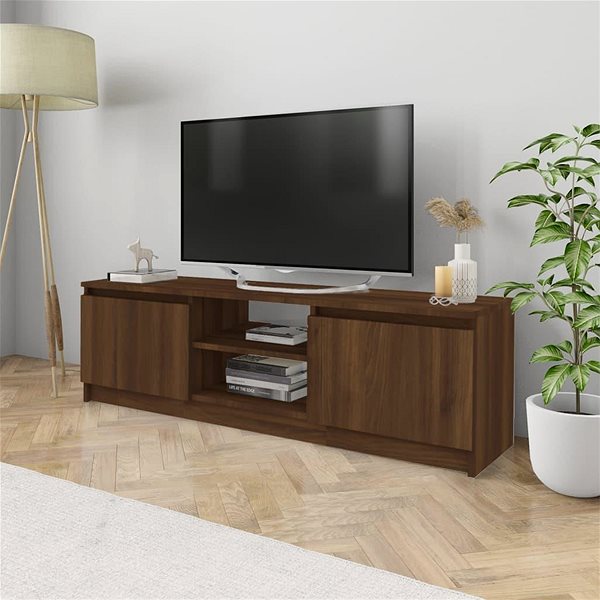 TV stolík Shumee TV skrinka hnedý dub 120 × 30 × 35,5 cm kompozitné drevo ...