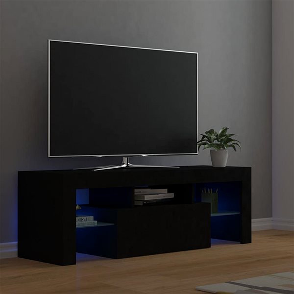TV stolík Shumee TV skrinka s LED osvetlením čierna 120 × 35 × 40 cm ...