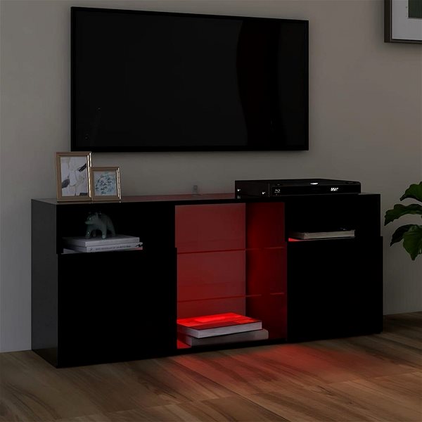 TV stolík Shumee TV skrinka s LED osvetlením čierna 120 × 35 × 50 cm ...