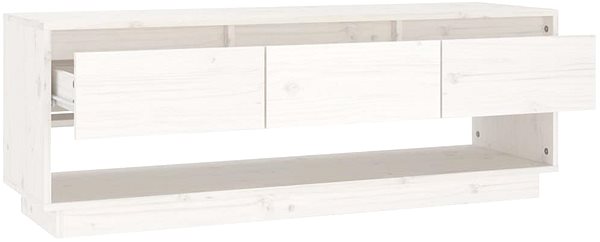 TV stolík Shumee TV skrinka biela 110,5 × 34 × 40 cm masívne borovicové drevo ...