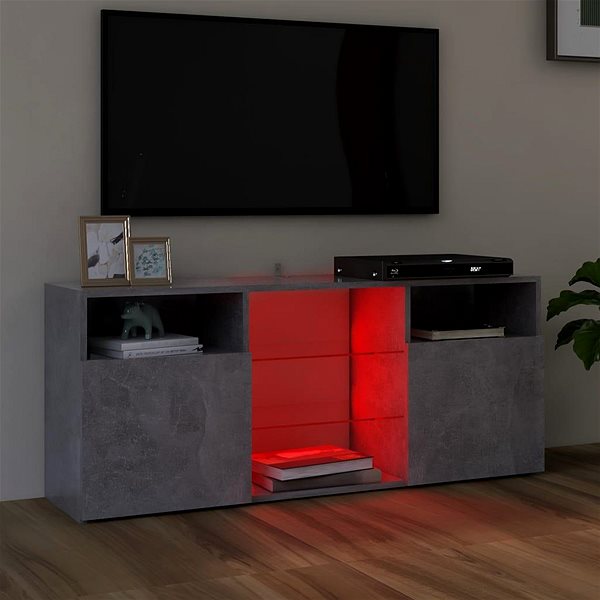 TV stolík Shumee - Skrinka na televízor s osvetlením LED betónovosivá, 120 × 30 × 50 cm ...