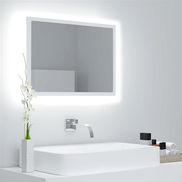 Zrkadlo Shumee LED kúpeľňové zrkadlo biele 60 × 8,5 × 37 cm akrylové ...