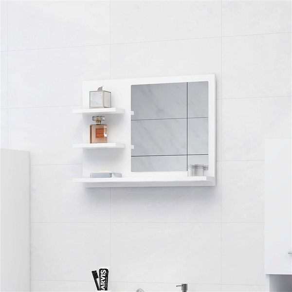 Zrkadlo Shumee Kúpeľňové zrkadlo biele 60 × 10,5 × 45 cm drevotrieska ...