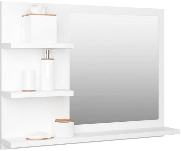 Zrkadlo Shumee Kúpeľňové zrkadlo biele 60 × 10,5 × 45 cm drevotrieska ...