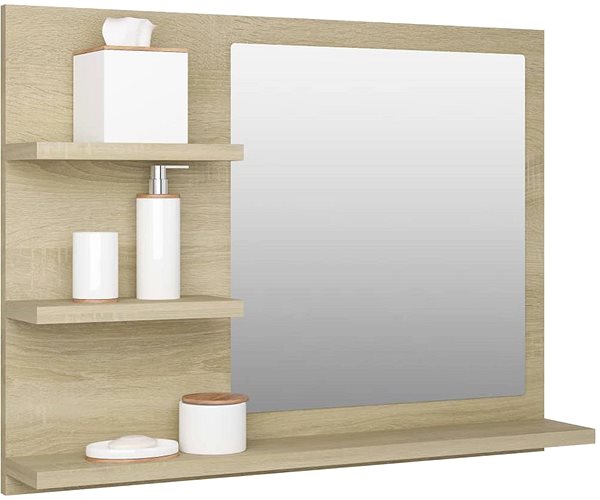 Zrkadlo Shumee Kúpeľňové zrkadlo dub sonoma 60 × 10,5 × 45 cm drevotrieska ...