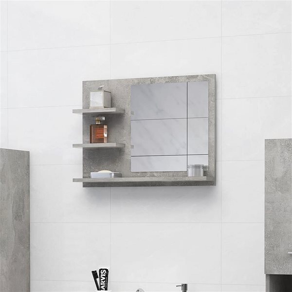 Zrkadlo Shumee Kúpeľňové zrkadlo betónovo sivé 60 × 10,5 × 45 cm drevotrieska ...
