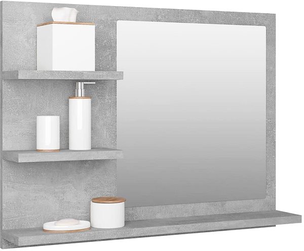 Zrkadlo Shumee Kúpeľňové zrkadlo betónovo sivé 60 × 10,5 × 45 cm drevotrieska ...