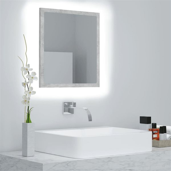Zrcadlo Shumee LED koupelnové zrcadlo betonově šedé 40 × 8,5 × 37 cm dřevotříska ...