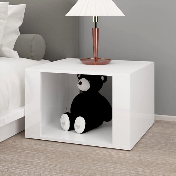 Noční stolek Shumee noční stolek bílý s vysokým leskem 57 × 55 × 36 cm kompozitní dřevo ...