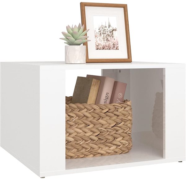 Noční stolek Shumee noční stolek bílý s vysokým leskem 57 × 55 × 36 cm kompozitní dřevo ...