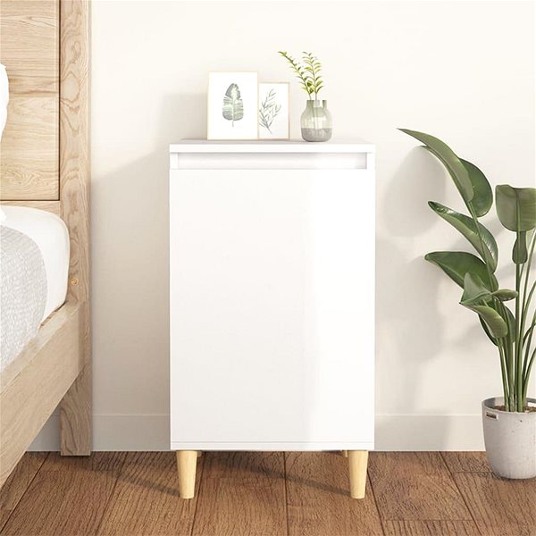 Noční stolek Shumee noční stolek bílý s vysokým leskem 40 × 35 × 70 cm kompozitní dřevo ...