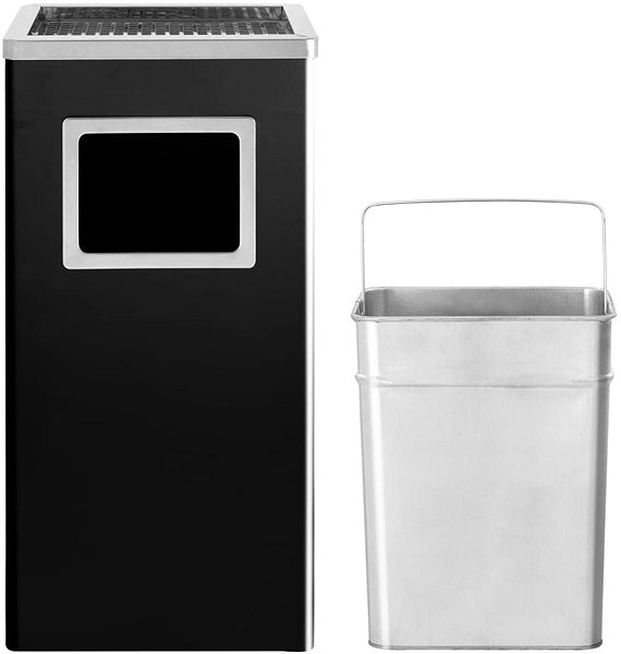 Rubbish Bin Shumee Hotel waste basket with ashtray 45 l steel black ...