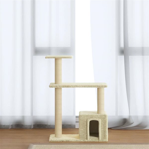 Cat Scratching Post Shumee Cat Scratching Post with Sisal Posts Cream 70cm.
