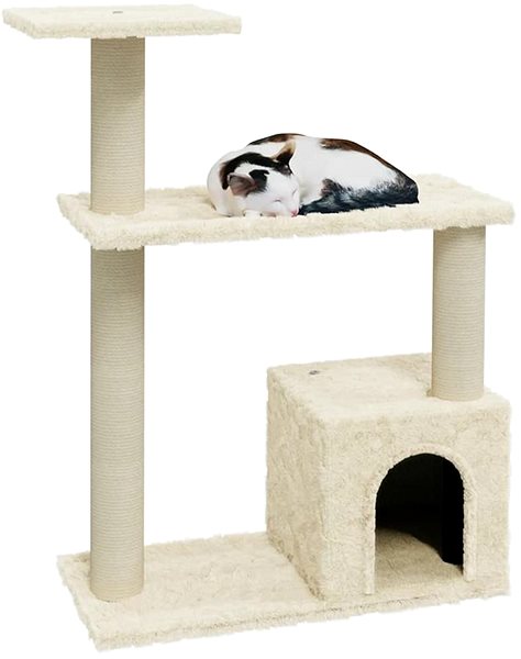 Cat Scratching Post Shumee Cat Scratching Post with Sisal Posts Cream 70cm.