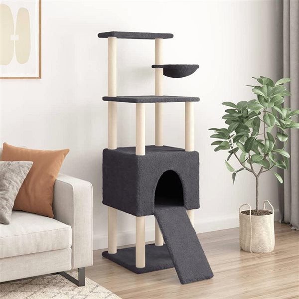 Škrabadlo pro kočky Shumee Škrabadlo pro kočky se sisalovými sloupky tmavě šedé 153 cm ...