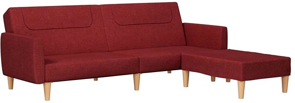Pohovka 2-miestna rozkladacia pohovka s podnožkou vínová textil, 3080596 ...