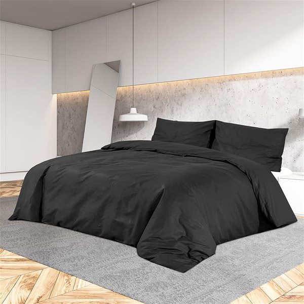 Obliečky Shumee Súprava posteľnej bielizne 1 + 1 čierna 140 × 200 cm mikrovlákno, bez potlače, vankúš 60 × 70 cm ...