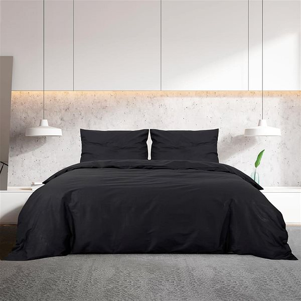 Obliečky Shumee Súprava posteľnej bielizne 1 + 1 čierna 140 × 200 cm mikrovlákno, bez potlače, vankúš 60 × 70 cm ...