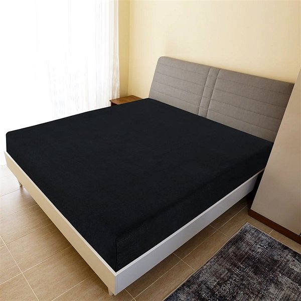 Prostěradlo Shumee Jersey černé 100 × 200 cm bavlna ...