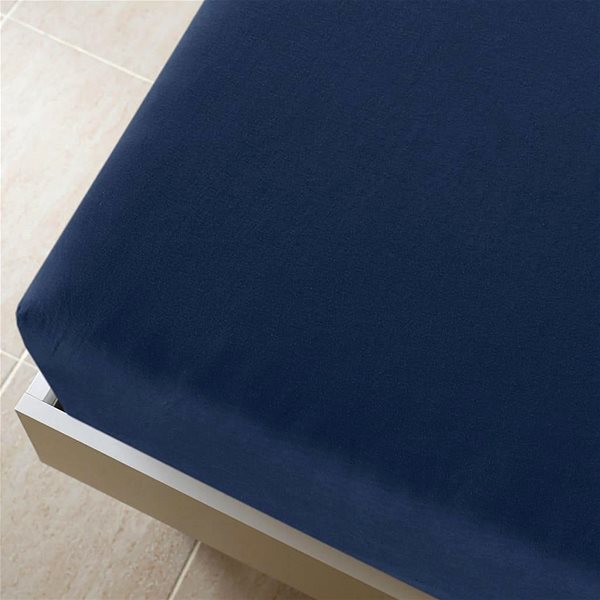 Plachta na posteľ Shumee Jersey námornícka modrá 90 × 200 cm bavlna ...