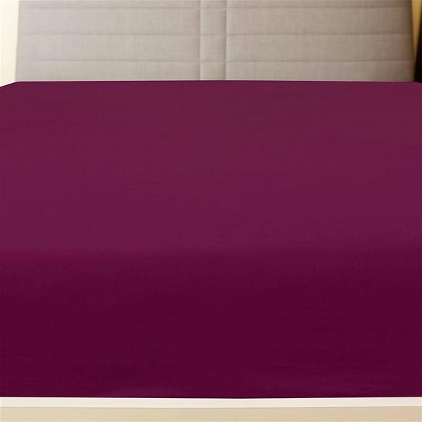 Plachta na posteľ Shumee Jersey bordó 90 × 200 cm bavlna ...