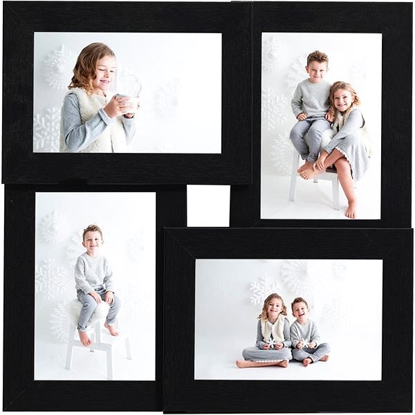 Photo Frame Shumee Collage photo frame, 4 pictures, 10 × 15 cm, black MDF ...