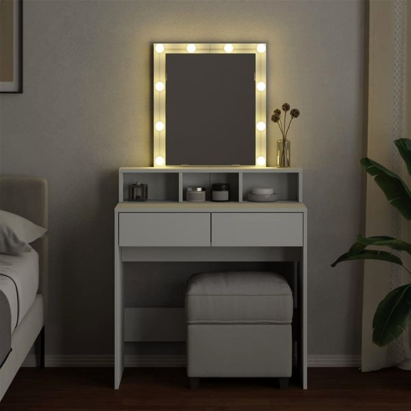 Toaletný stolík Shumee Toaletný stolík s LED biely 80 × 41 × 144,5 cm ...