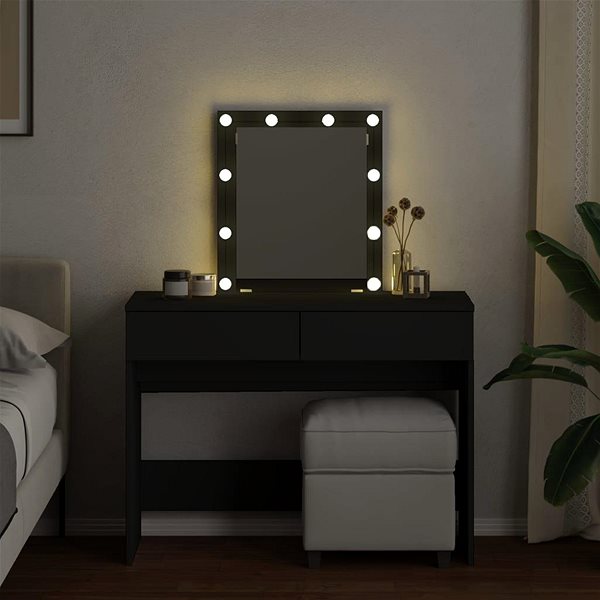 Toaletný stolík Shumee Toaletný stolík s LED čierny 100 × 40 × 130 cm ...