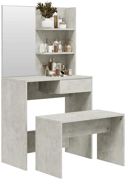 Toaletní stolek Shumee Toaletní stolek sada betonově šedý 74,5 × 40 × 141 cm ...